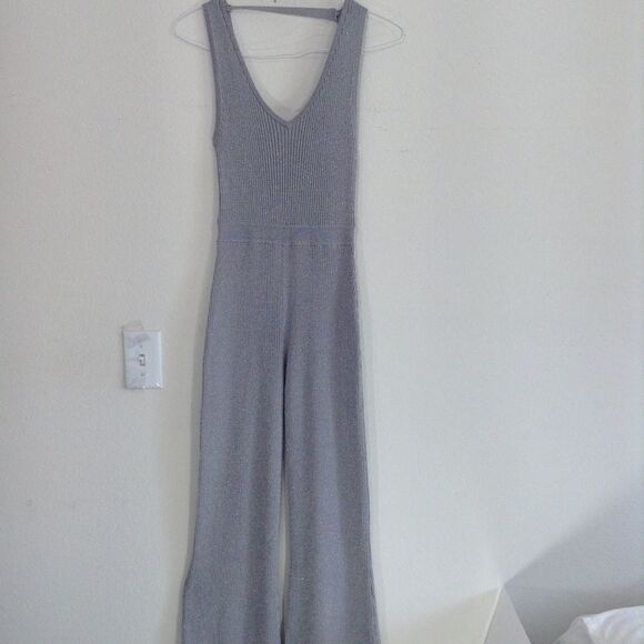 Anthropologie Steele Silvery Sleek V-Neck Jumpsuit - Picture 3 of 8